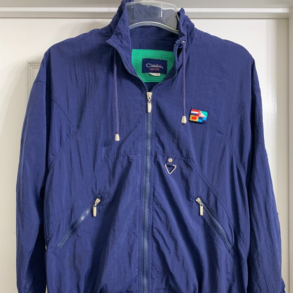 Catalina Petite Women's Navy Blue Nylon Jacket, Size Petite Small